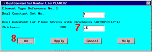 Real Constant Set Number 1, for PLANE82